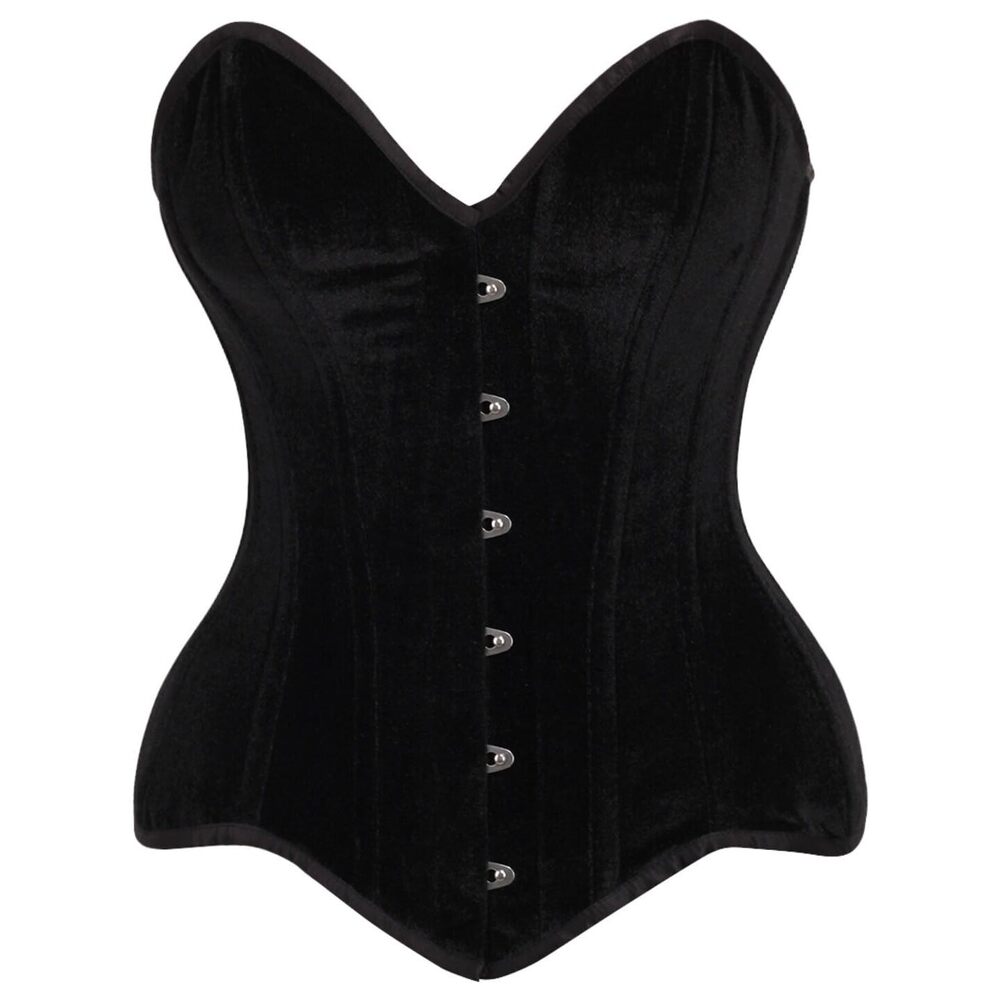 3074 Top Drawer Black Velvet Steel Boned Overbust Corset 6x